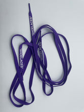 Load image into Gallery viewer, Purple shoelaces - white print off white 140 cm for any Sneakers