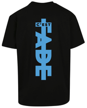 Load image into Gallery viewer, Classic logo print T-shirt - blue on black tee