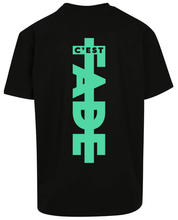 Load image into Gallery viewer, Classic logo print T-shirt - green vinyl print on black tee