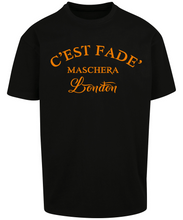 Load image into Gallery viewer, Maschera design in orange print on Black T-shirt