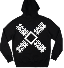 Load image into Gallery viewer, Black Hoodie XFADE with white flock print