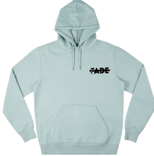 Load image into Gallery viewer, Light Blue Hoodie XFADE with Black flock print