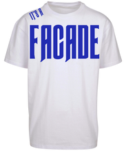 Load image into Gallery viewer, Bold its a facade design in blue print on White T-shirt