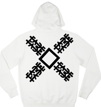 Load image into Gallery viewer, White Hoodie XFADE design with Black flock print