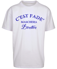 Load image into Gallery viewer, Maschera design in Blue print on white T-shirt