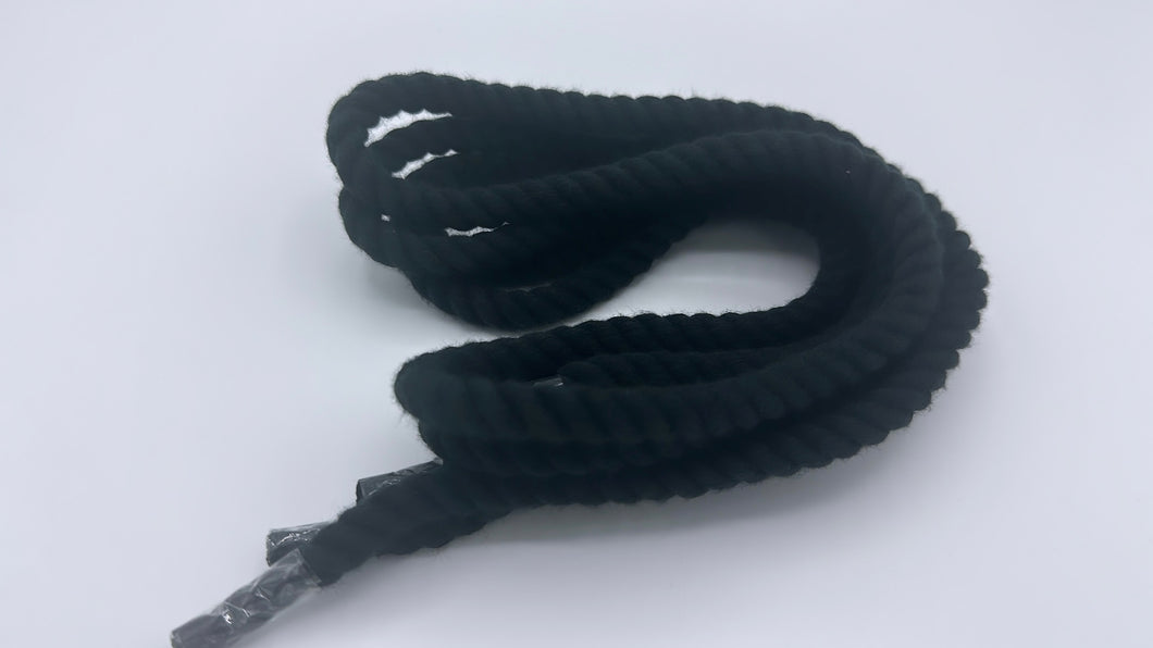Black chunky shoelaces, 8 mm Thick, 130 cm for any Sneakers accessory