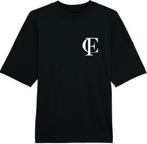 Cestfade acronym Black oversized T-shirt with white flock print