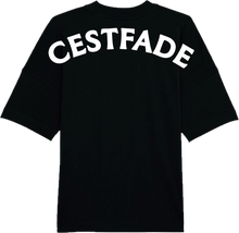 Charger l&#39;image dans la galerie, Cestfade acronym Black oversized T-shirt with white flock print
