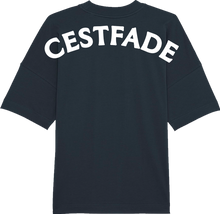 Load image into Gallery viewer, Cestfade acronym Blue oversized T-shirt with white flock print
