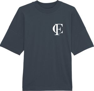 Cestfade acronym Blue oversized T-shirt with white flock print