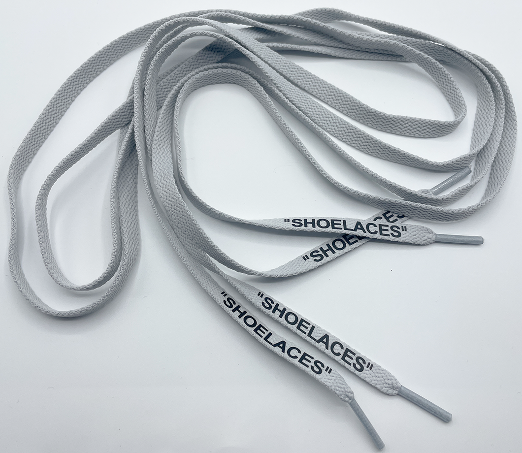 Grey shoelaces - black print off-white 140 cm for any Sneakers accessory