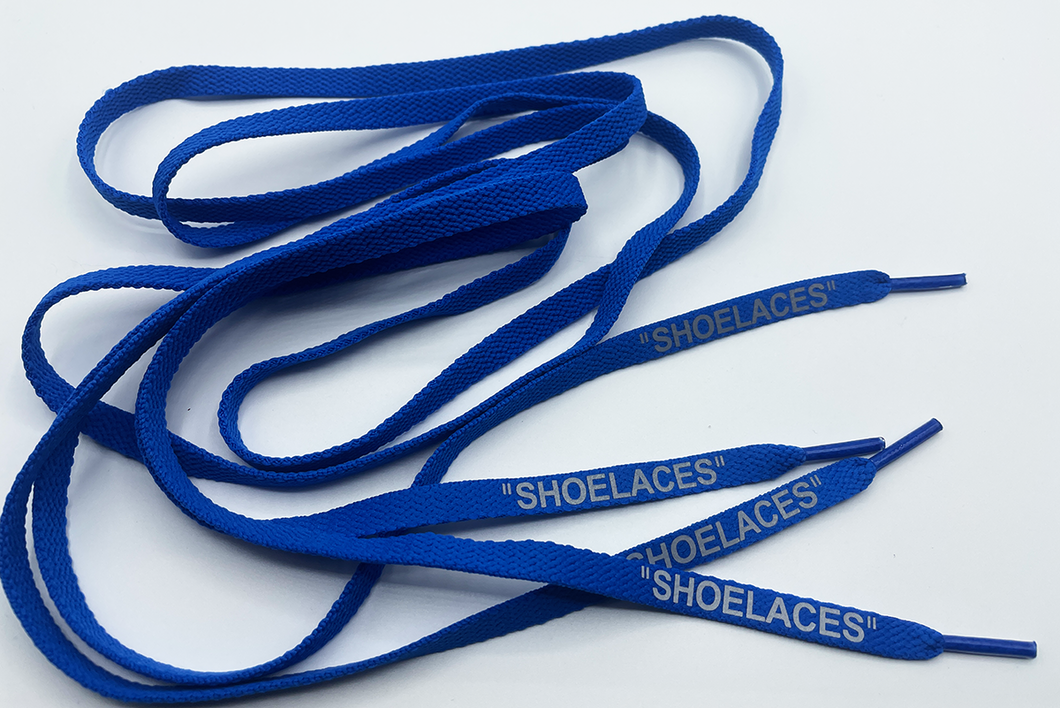 Royal blue shoelaces - Glow in the dark grey print off white 140 cm for any Sneakers accessory
