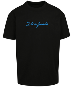 Glow in the dark 'its a facade"  T-shirt - blue print on black