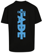Load image into Gallery viewer, Classic logo print T-shirt - blue on black tee
