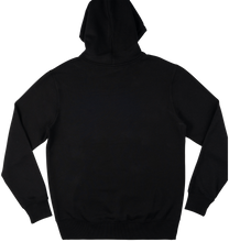 Load image into Gallery viewer, Black Hoodie emblem design with white print
