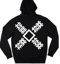 Load image into Gallery viewer, Black Hoodie XFADE with white  flock print
