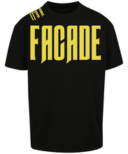 Load image into Gallery viewer, Bold its a facade design in yellow print on Black T-shirt
