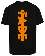 Load image into Gallery viewer, Classic logo print T-shirt - orange vinyl print on black tee
