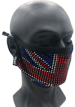Load image into Gallery viewer, Half Face Mask - Country - Great Britain - Rhinestone
