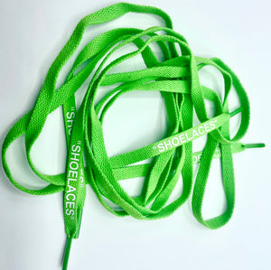 Neon green shoelaces - white print off-white 140 cm for any Sneakers accessory