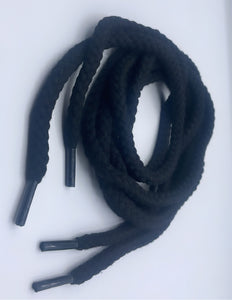 Black chunky shoelaces, 6 mm Thick, 140 cm for any Sneakers accessory