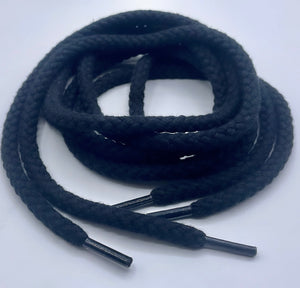 Black chunky shoelaces, 6 mm Thick, 140 cm for any Sneakers