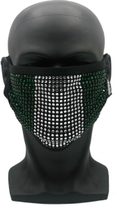Half Face Mask - Country - Nigeria green white green - Rhinestone