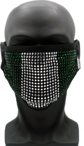 Half Face Mask - Country - Nigeria green white green - Rhinestone