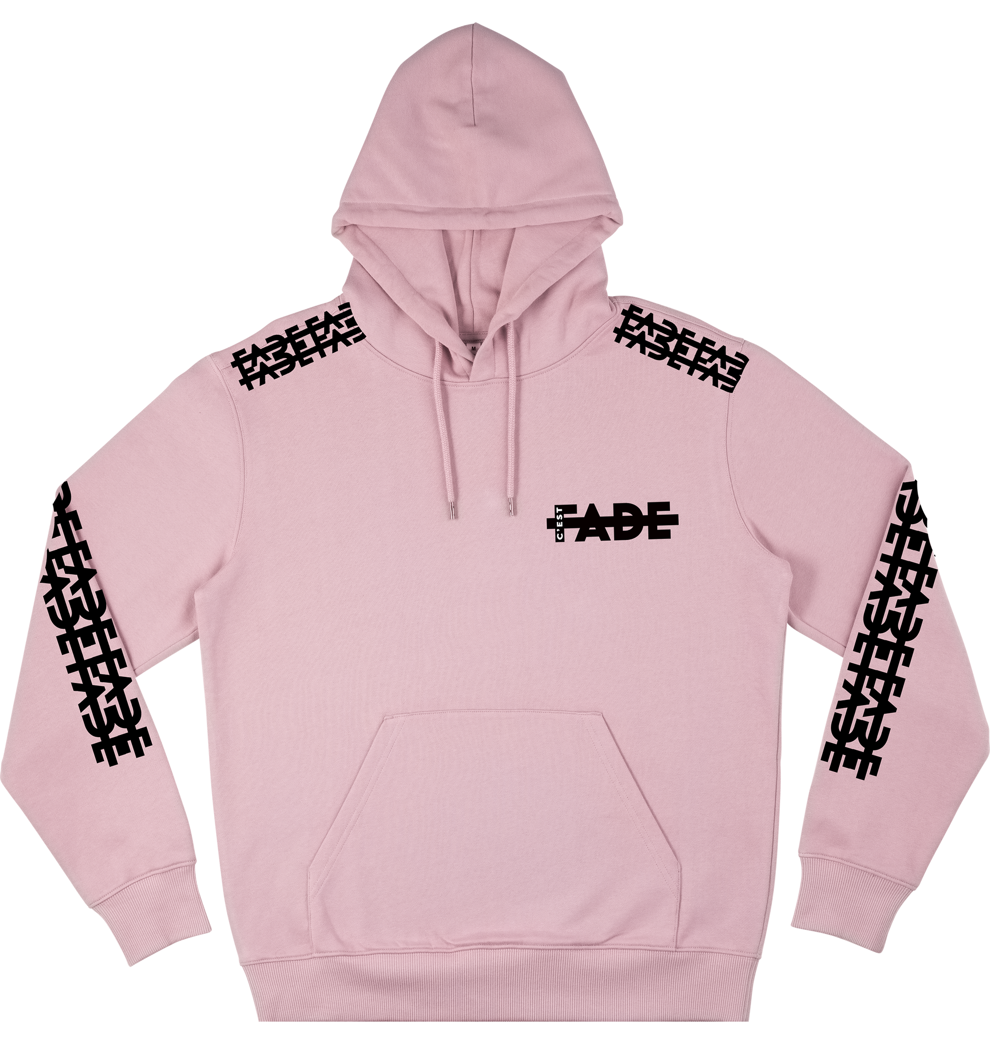 Pink Hoodie PATTERN design with Black flock print C estFade